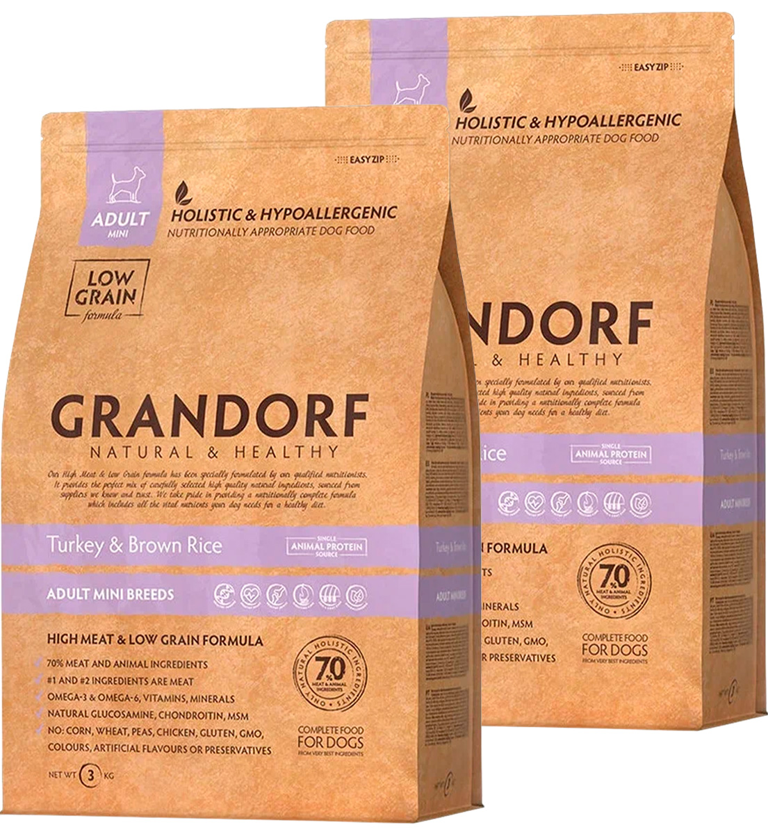

GRANDORF GRANDORF ADULT MINI TURKEY & BROWN RICE низкозерновой для взрослых собак маленьки