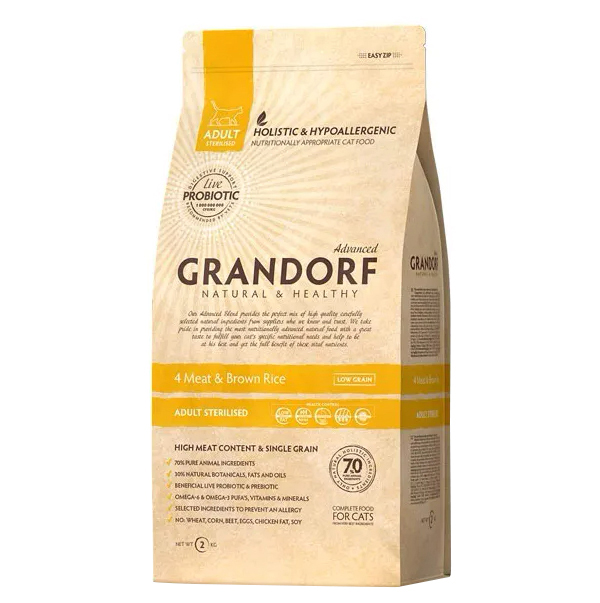 

Сухой корм для кошек Grandorf с мясом и рисом 2 шт по 2 кг