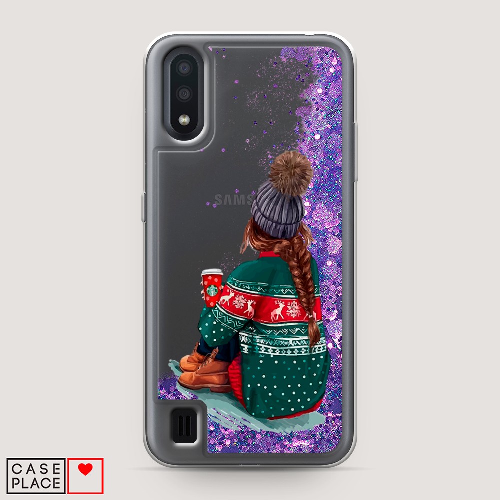 

Жидкий чехол с блестками "Winter dreams" на Samsung Galaxy A01, 29592-1