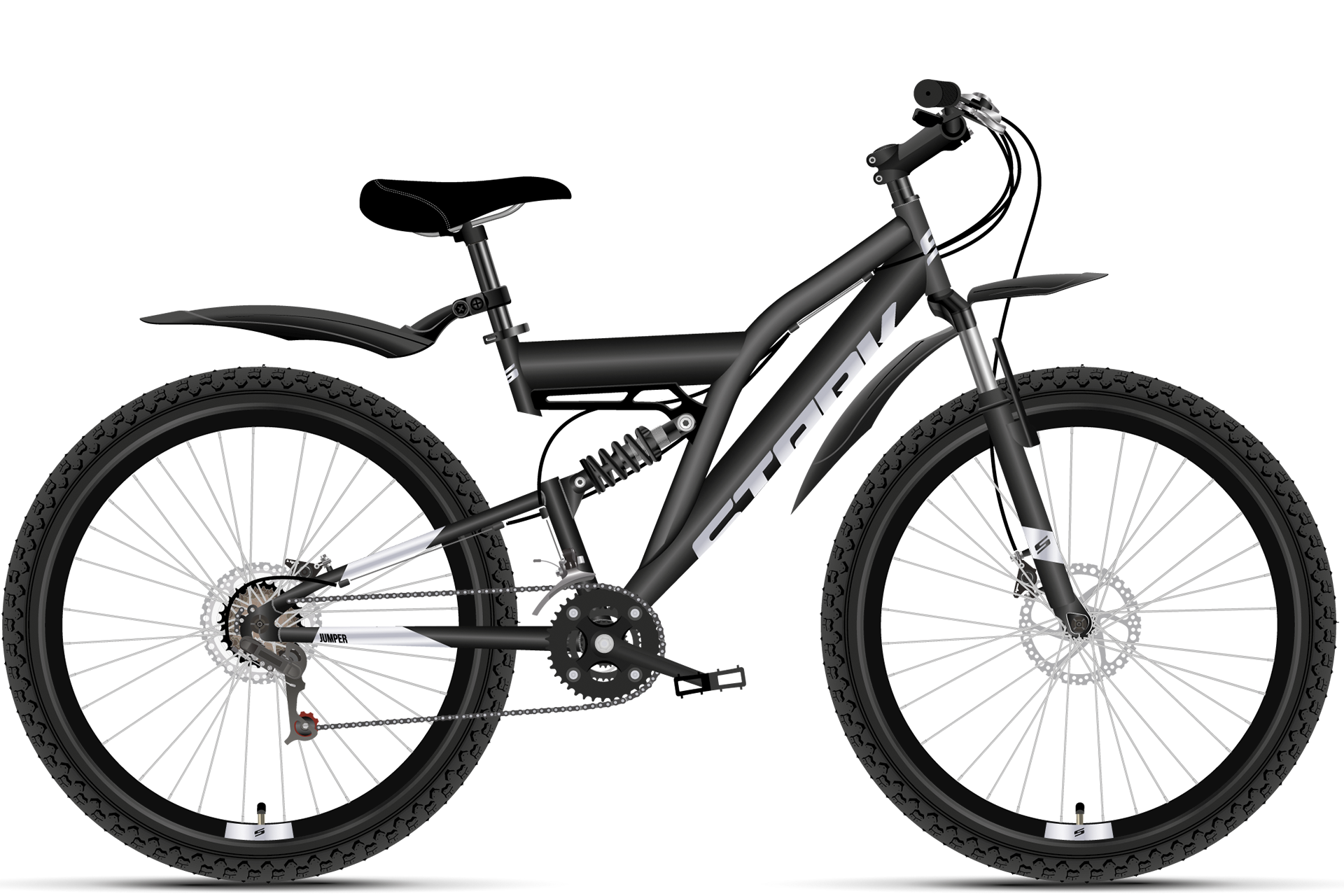 фото Велосипед stark jumper 27.1 fs d 2021 20" черный/серебристый