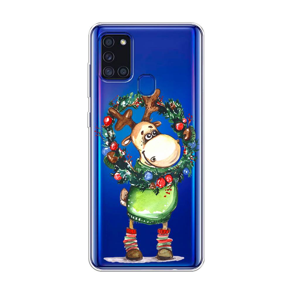

Чехол на Samsung Galaxy A21s "Олень с новогодним венком", 2100250-4