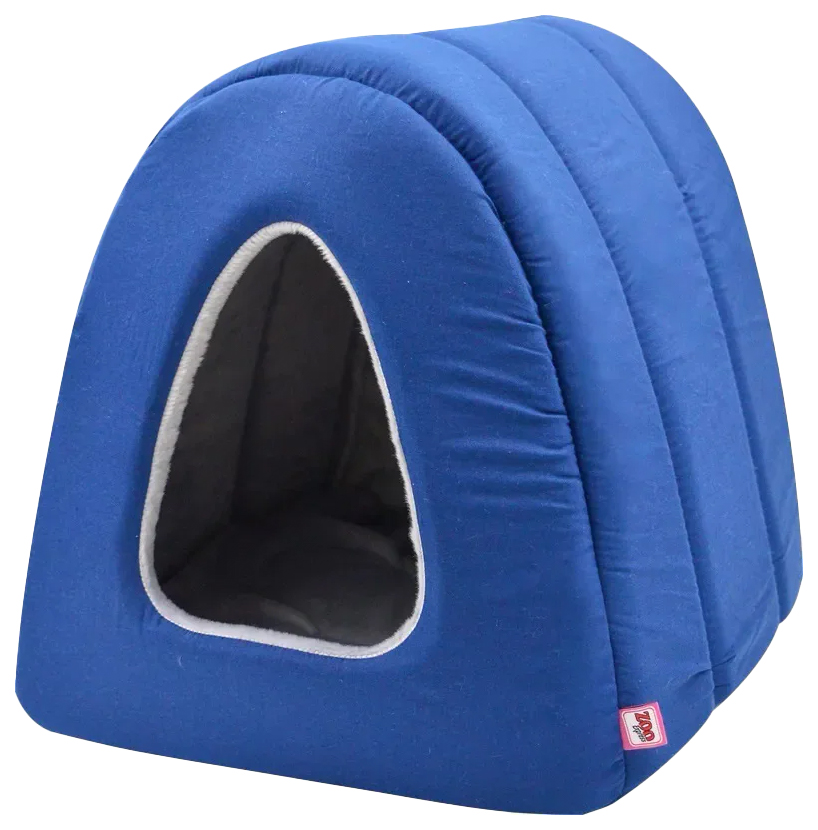 фото Дом-туннель zooexpress темно-синий поплин+плюш для кошек и собак 34х40х34 см