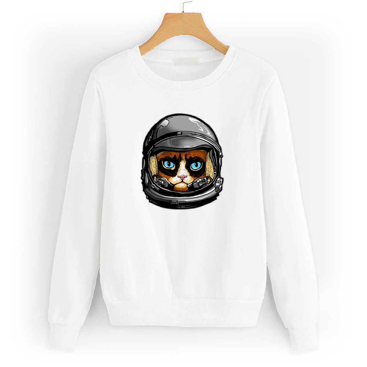

Свитшот белый CoolPodarok Кот в скафандре голубые глаза, 6W015765