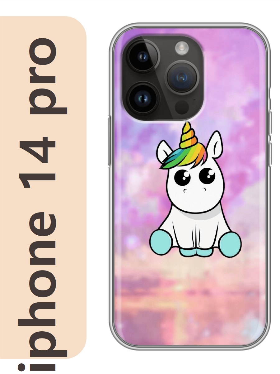 

Чехол на Apple Iphone 14 pro единорог 497, Прозрачный, Iphp14erog