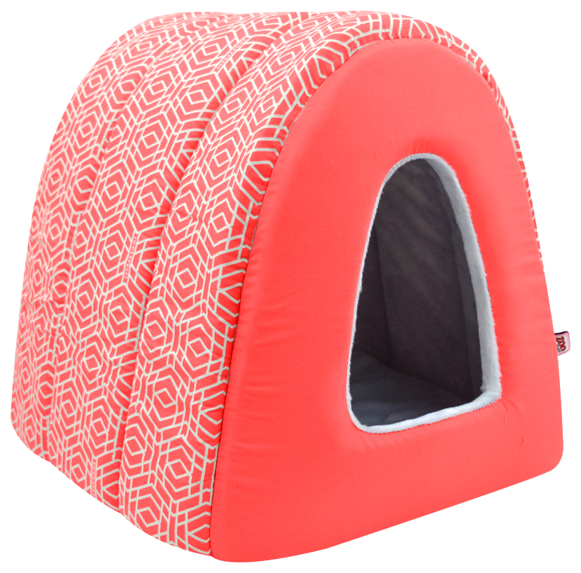 

Дом туннель Zooexpress Геометрия коралловый бязь+плюш для животных 42х50х35 см, Красный;розовый