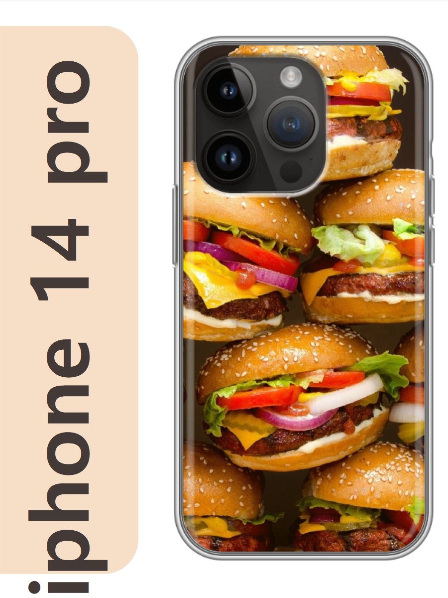 

Чехол на Apple Iphone 14 pro бургеры гамбургеры 458, Прозрачный, Iphp14food