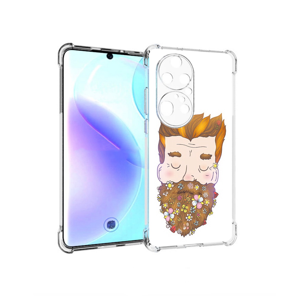

Чехол MyPads Tocco для Huawei P50 Pro мужчина с цветами в бороде, Прозрачный, Tocco