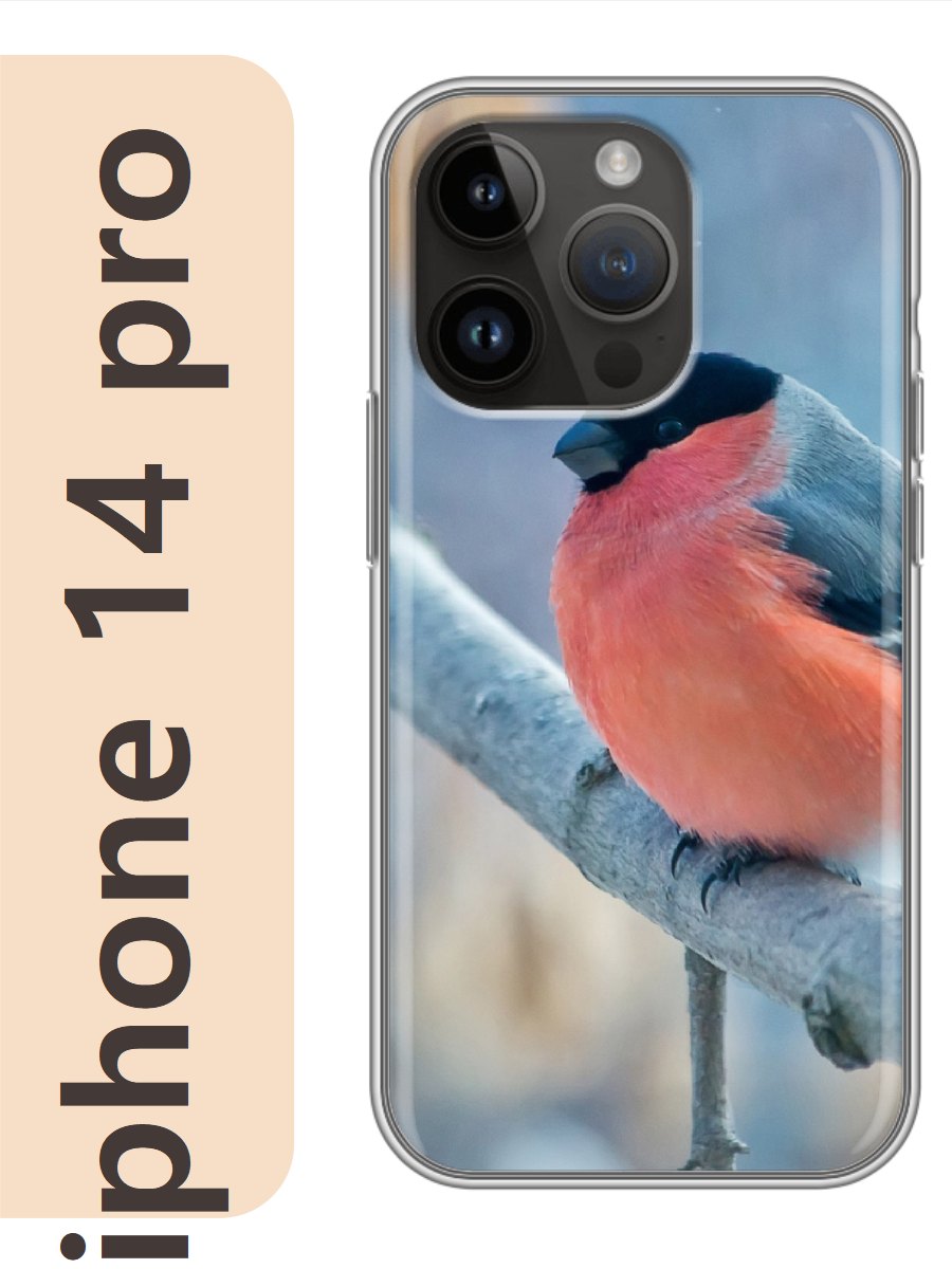 

Чехол на Apple Iphone 14 pro снегирь 449, Прозрачный, Iphp14newy