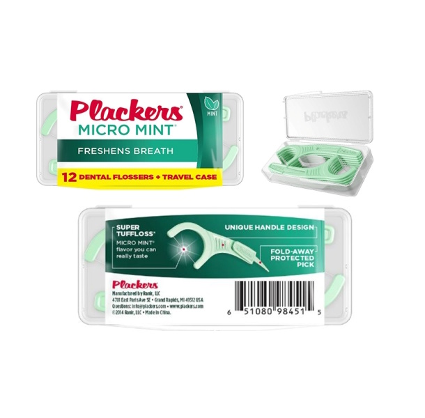 Plackers Micro Mint Travel флостики, 12 шт. флоссер plackers sensitive flosser