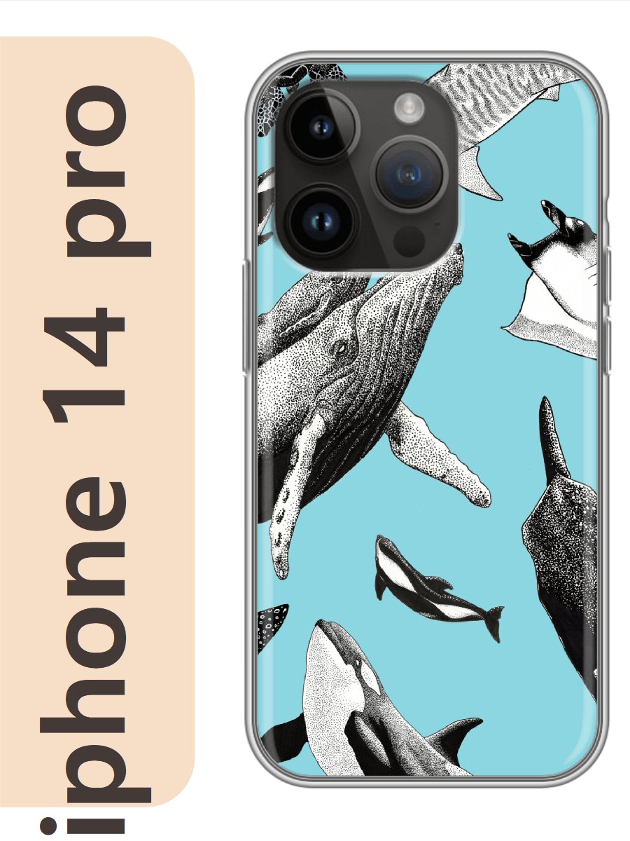 

Чехол на Apple Iphone 14 pro кит касатка 439, Прозрачный, Iphp14fone