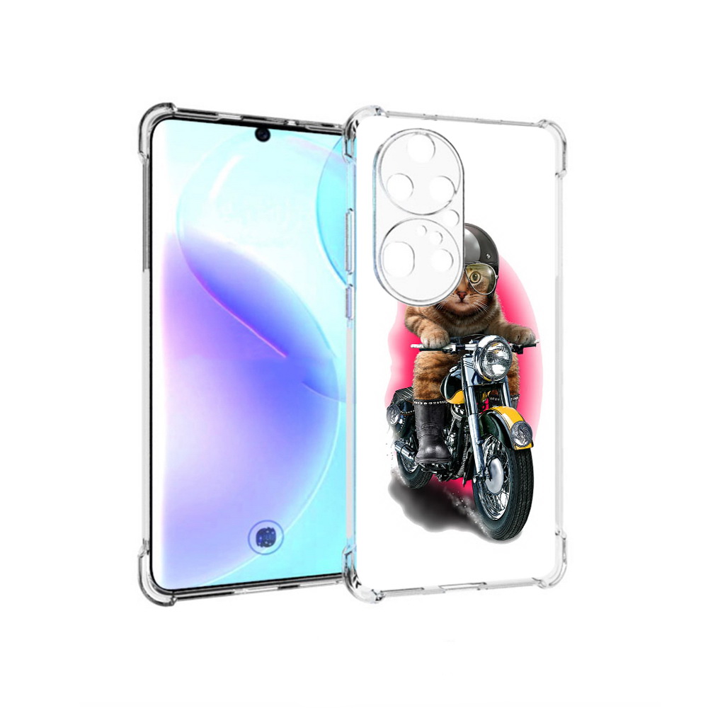 

Чехол MyPads Tocco для Huawei P50 Pro мото-кот, Прозрачный, Tocco