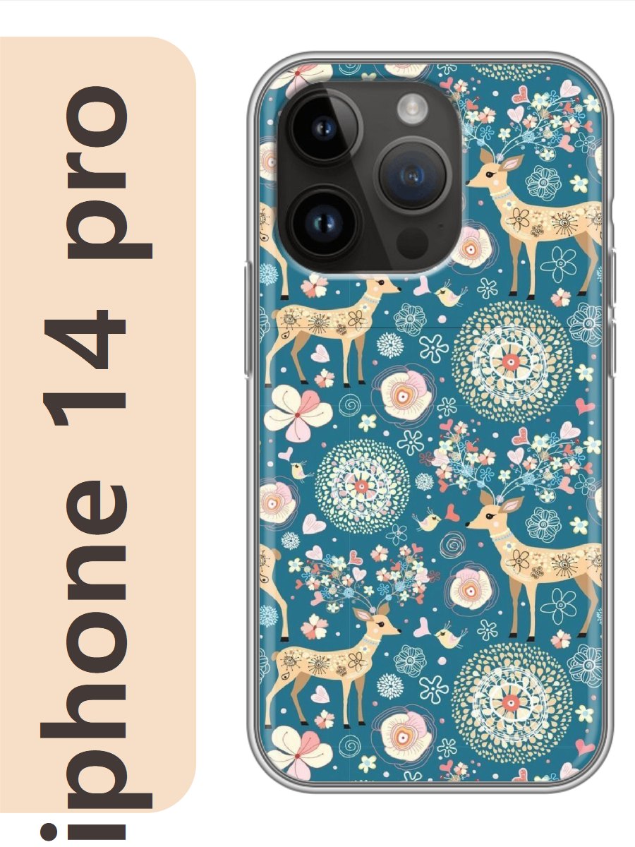 

Чехол на Apple Iphone 14 pro фон олени 415, Прозрачный, Iphp14fone