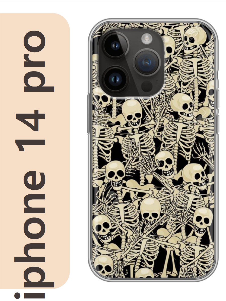 

Чехол на Apple Iphone 14 pro скелеты 389, Прозрачный, Iphp14bone