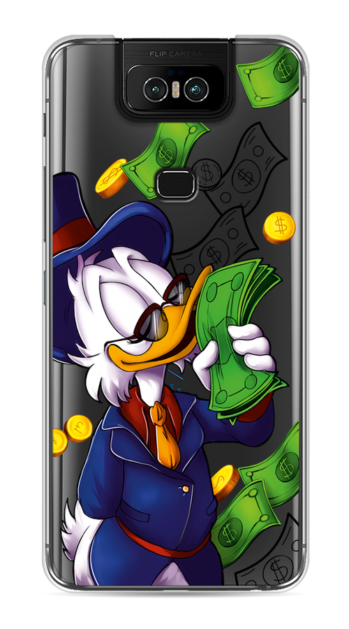 

Чехол на Asus Zenfone 6 ZS630KL "Scrooge McDuck with Money", Синий;зеленый;белый, 43950-6