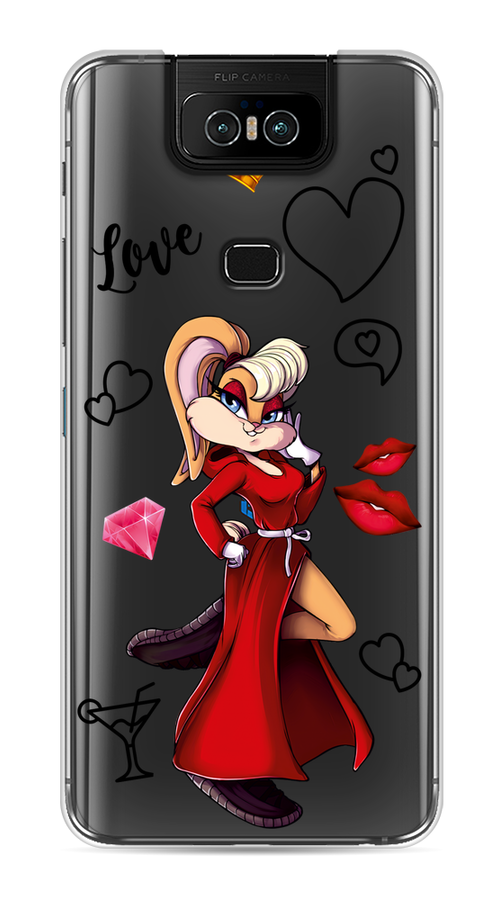 

Чехол на Asus Zenfone 6 ZS630KL "Rich Lola Bunny", Красный;бежевый;оранжевый, 43950-6