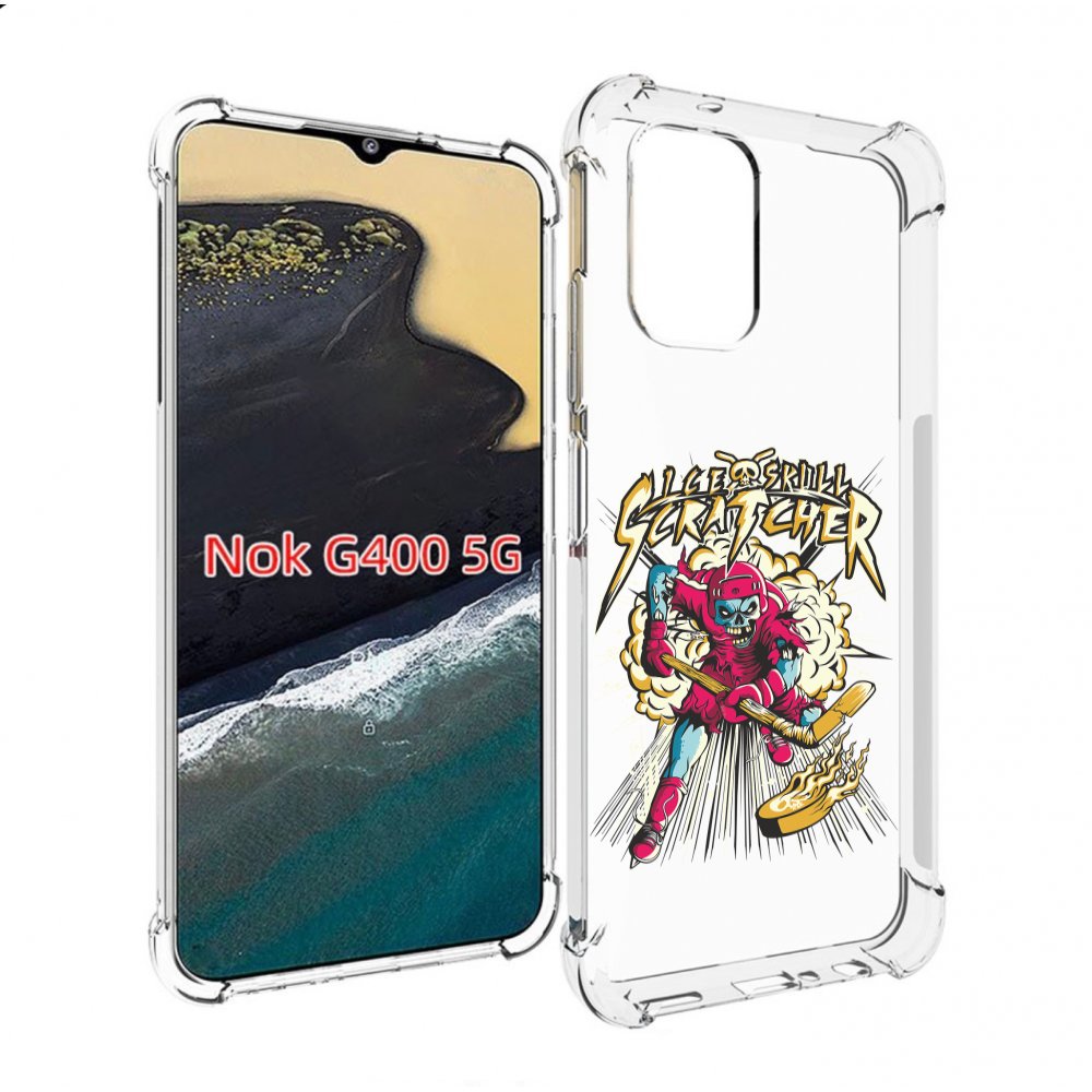 

Чехол MyPads нарисованный скелет хоккеист для Nokia G400 5G, Прозрачный, Tocco