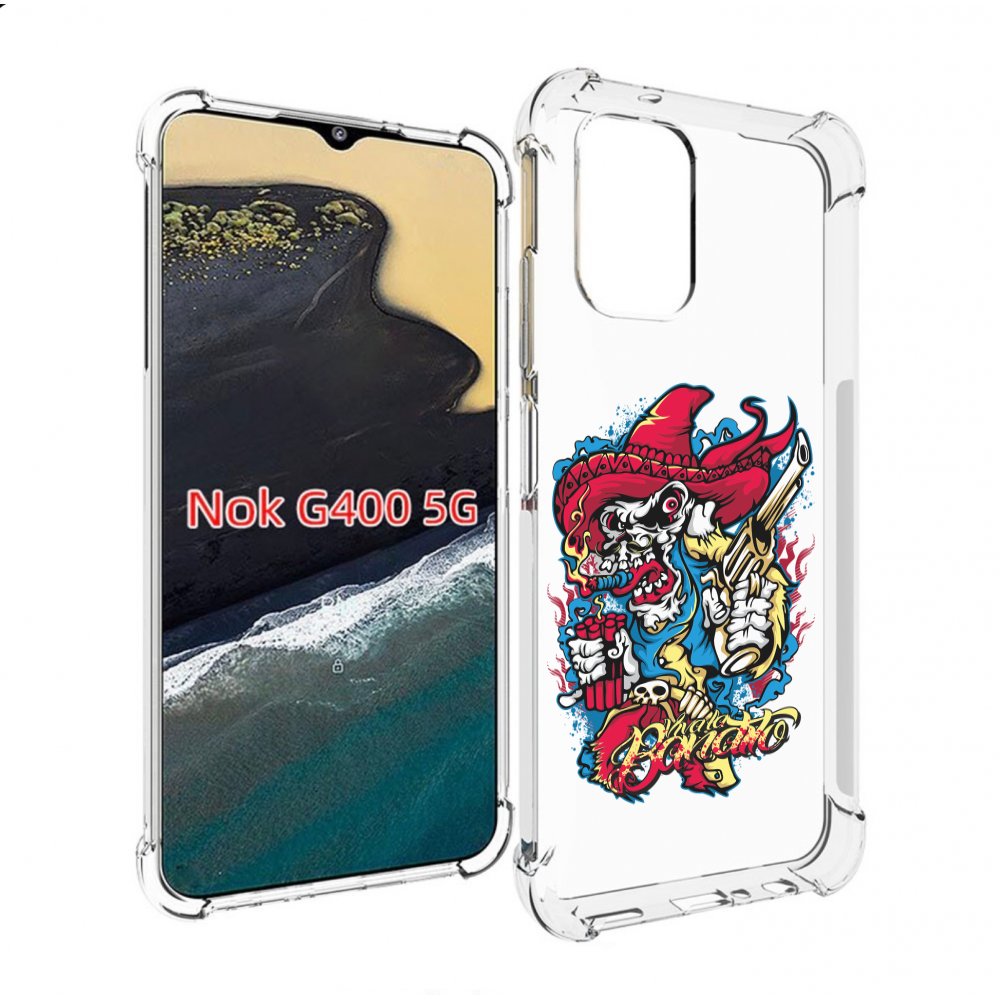 

Чехол MyPads нарисованный скелет с писталетом для Nokia G400 5G, Прозрачный, Tocco