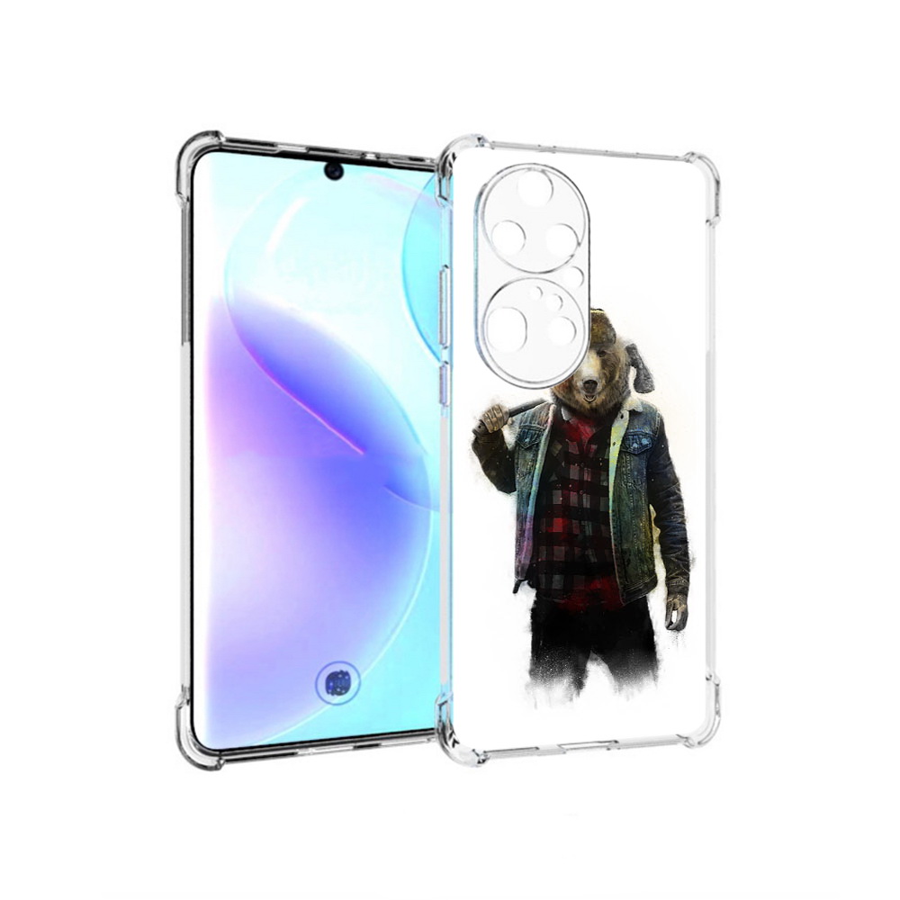 

Чехол MyPads Tocco для Huawei P50 Pro медведь с топором, Прозрачный, Tocco