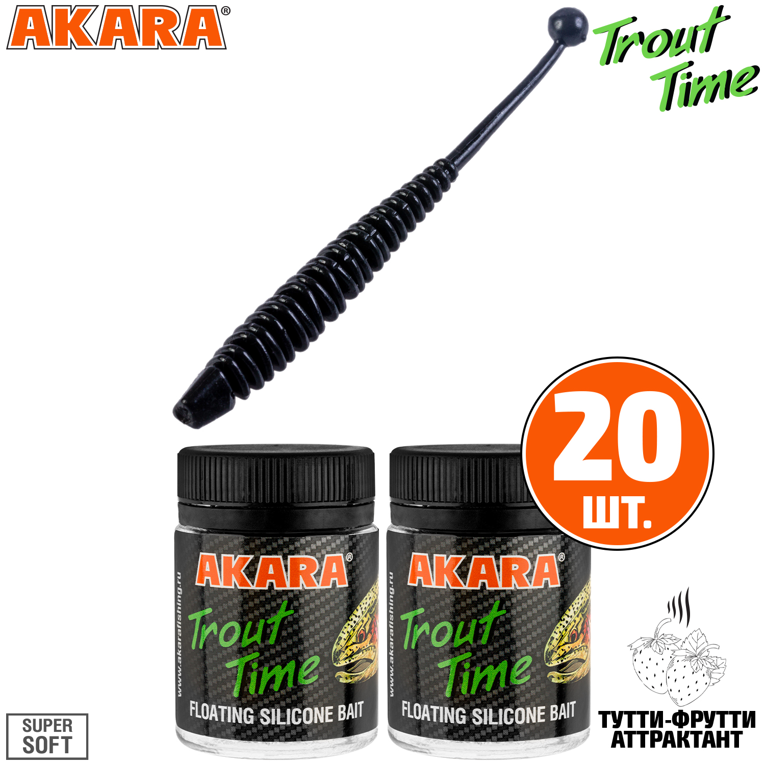 

Силиконовая приманка Akara Trout Time KNOUT 2,5 422, Tu-Frutti (20 шт.), KNOUT 2,5 Тутти-Фрутти