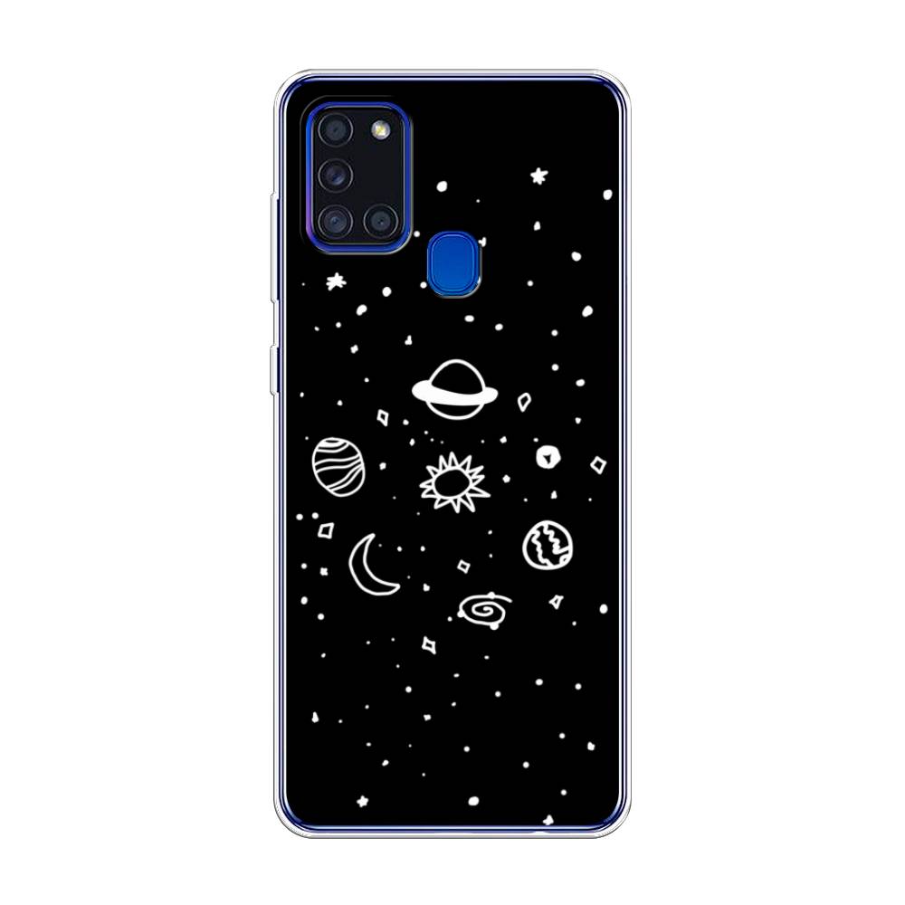

Чехол на Samsung Galaxy A21s "Дудл солнечной системы", Бежевый;серый, 2100250-2