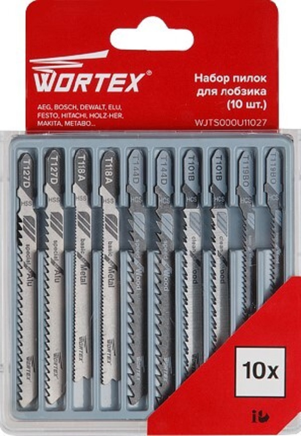Набор пилок для электролобзика WORTEX 10 штук (WJTS000U11027) пилки t301cd по дереву и пластику 115 мм шаг 3 мм 5 шт sturm 5250301