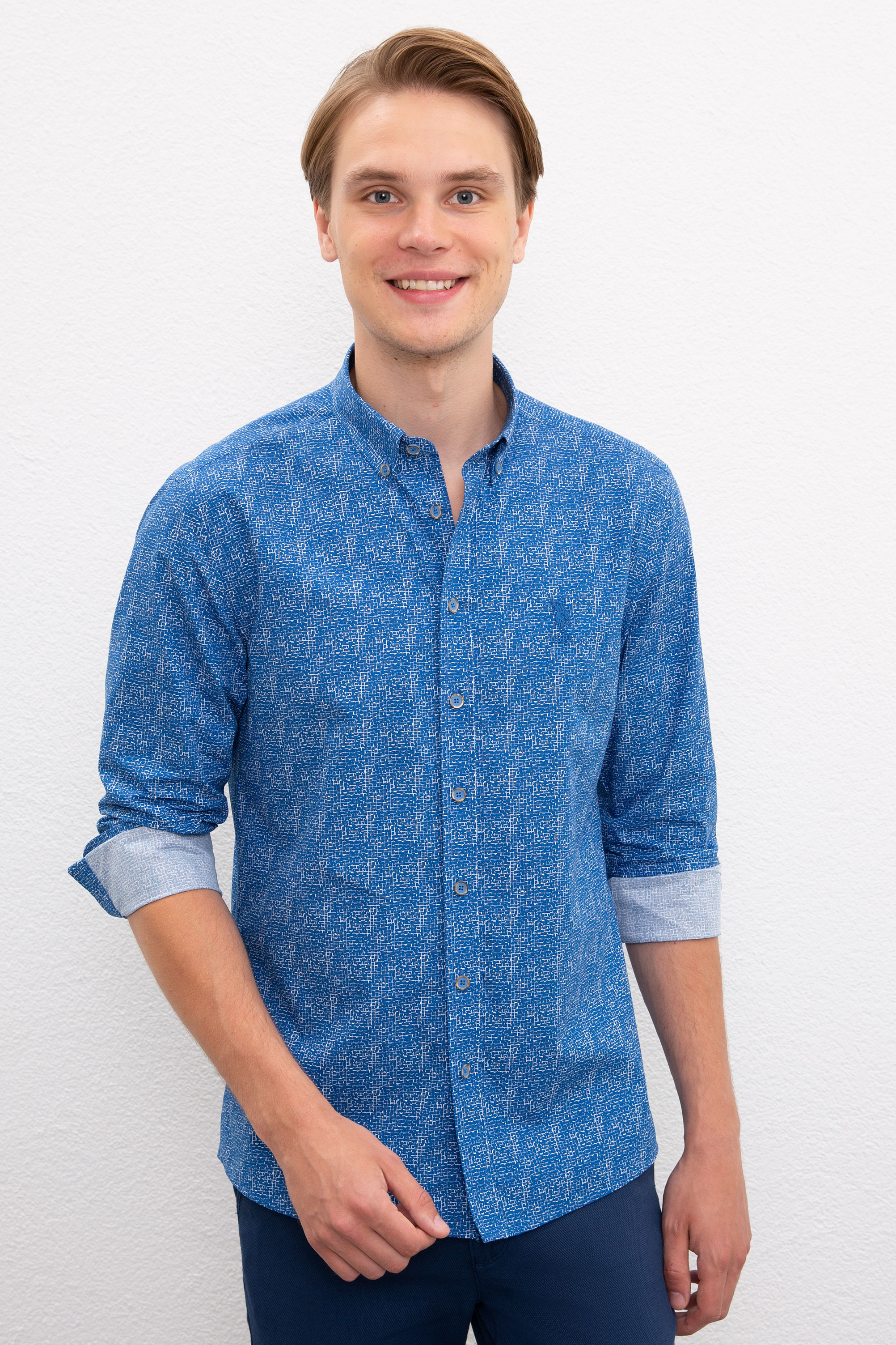 

Рубашка мужская U.S. POLO Assn. G081GL0040MACE синяя 2XL, G081GL0040MACE