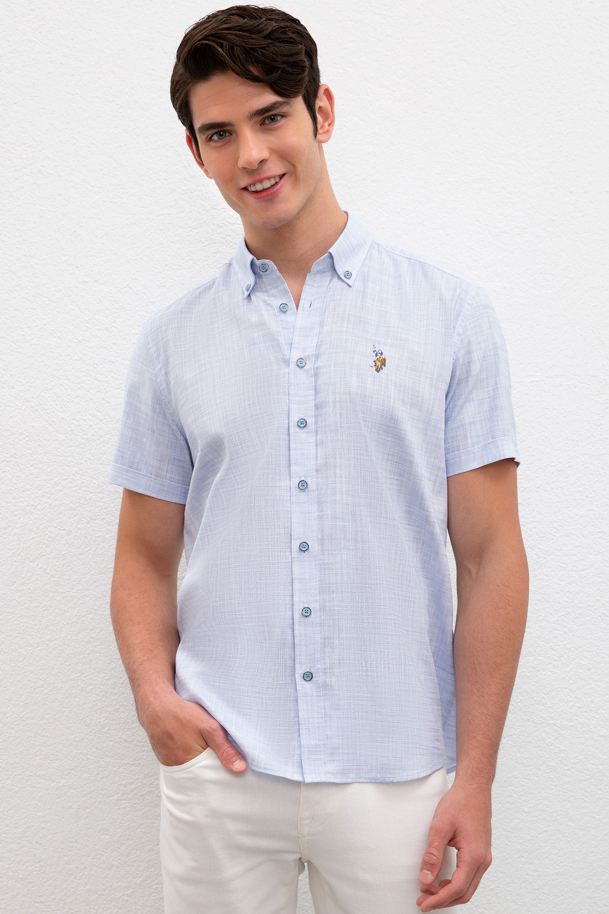 

Рубашка мужская U.S. POLO Assn. G081GL0040ERIMA голубая L, G081GL0040ERIMA