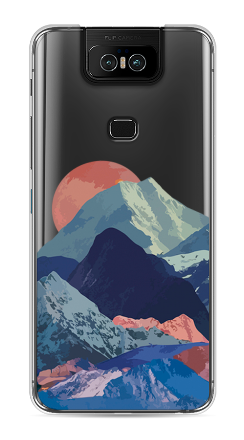 

Чехол на Asus Zenfone 6 ZS630KL "Закат в снежных горах", Бордовый;серый;голубой, 43950-2