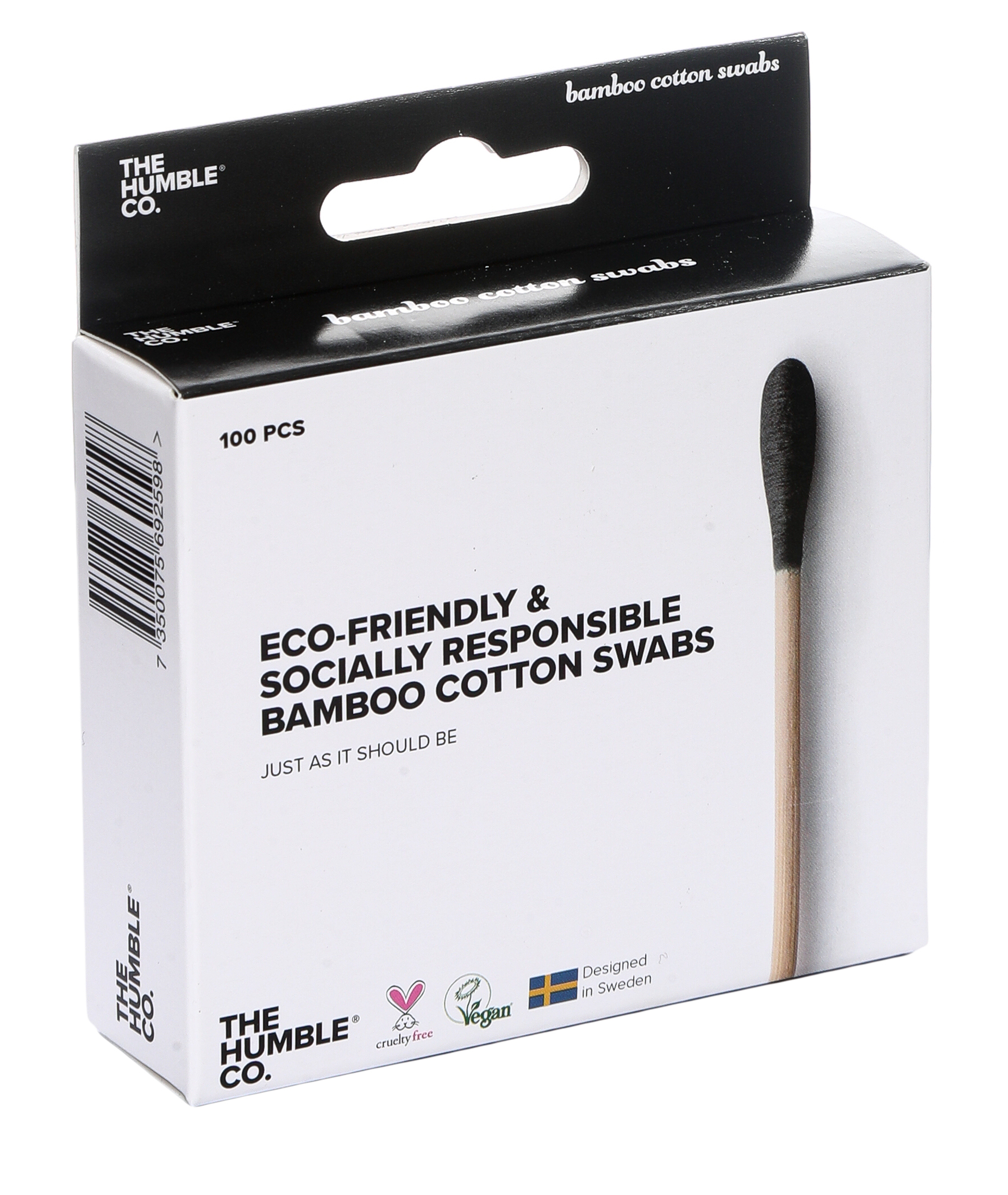 

Натуральные бамбуковые ватные палочки HUMBLE NATURAL COTTON SWABS, черная вата