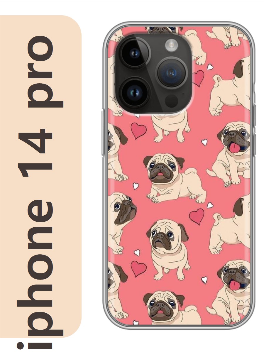 

Чехол на Apple Iphone 14 pro мопсы фон 146, Прозрачный, Iphp14dogs