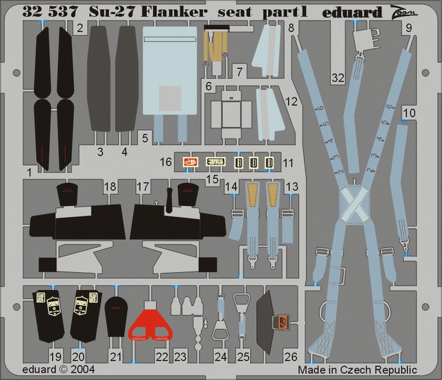 

Фототравление Eduard 32537 Su-27 Flanker seat 1/32, Цветной