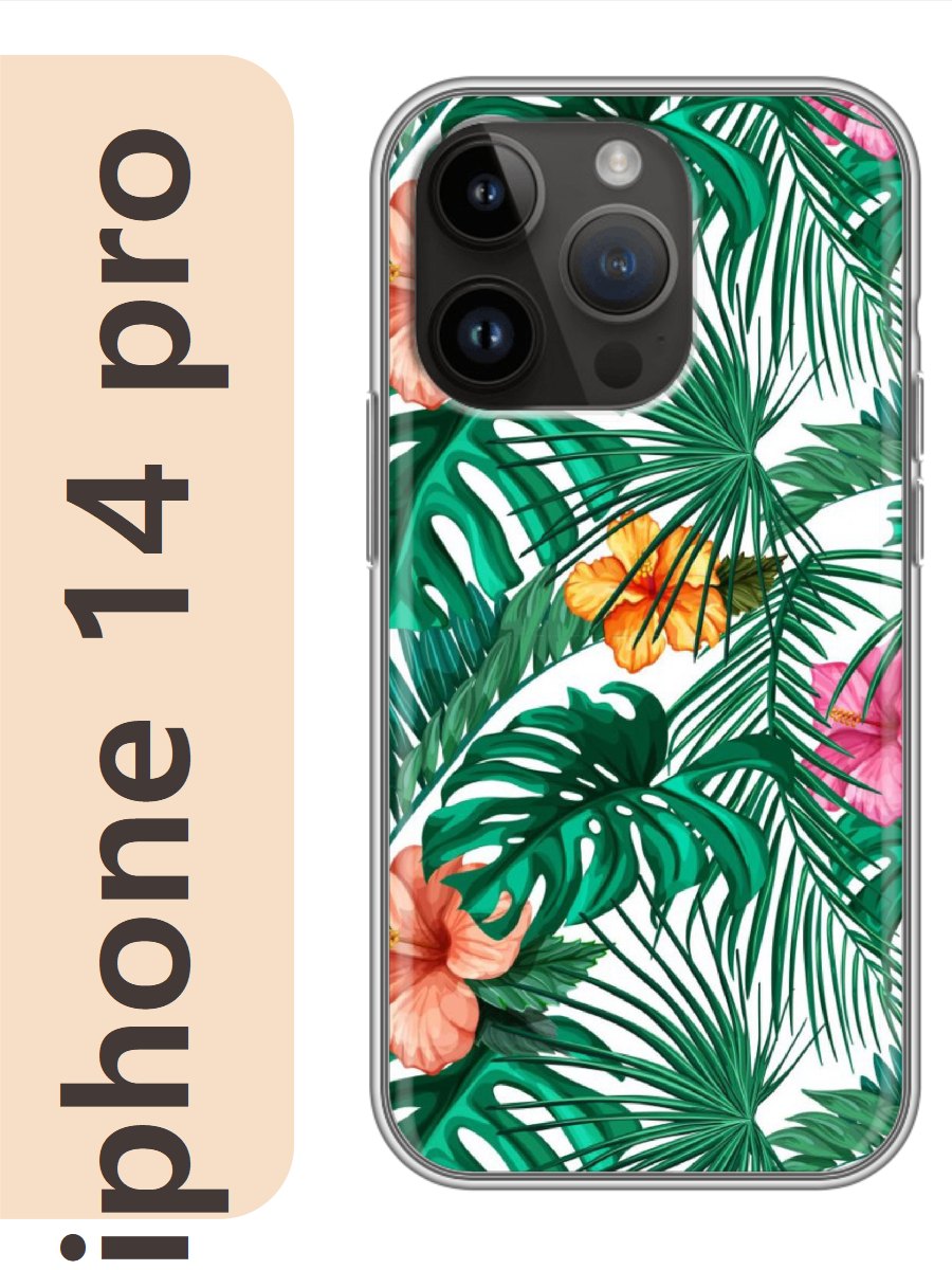 

Чехол на Apple Iphone 14 pro листья цветы 141, Прозрачный, Iphp14rzne