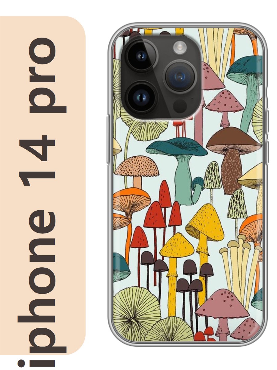 

Чехол на Apple Iphone 14 pro грибы 139, Прозрачный, Iphp14fone