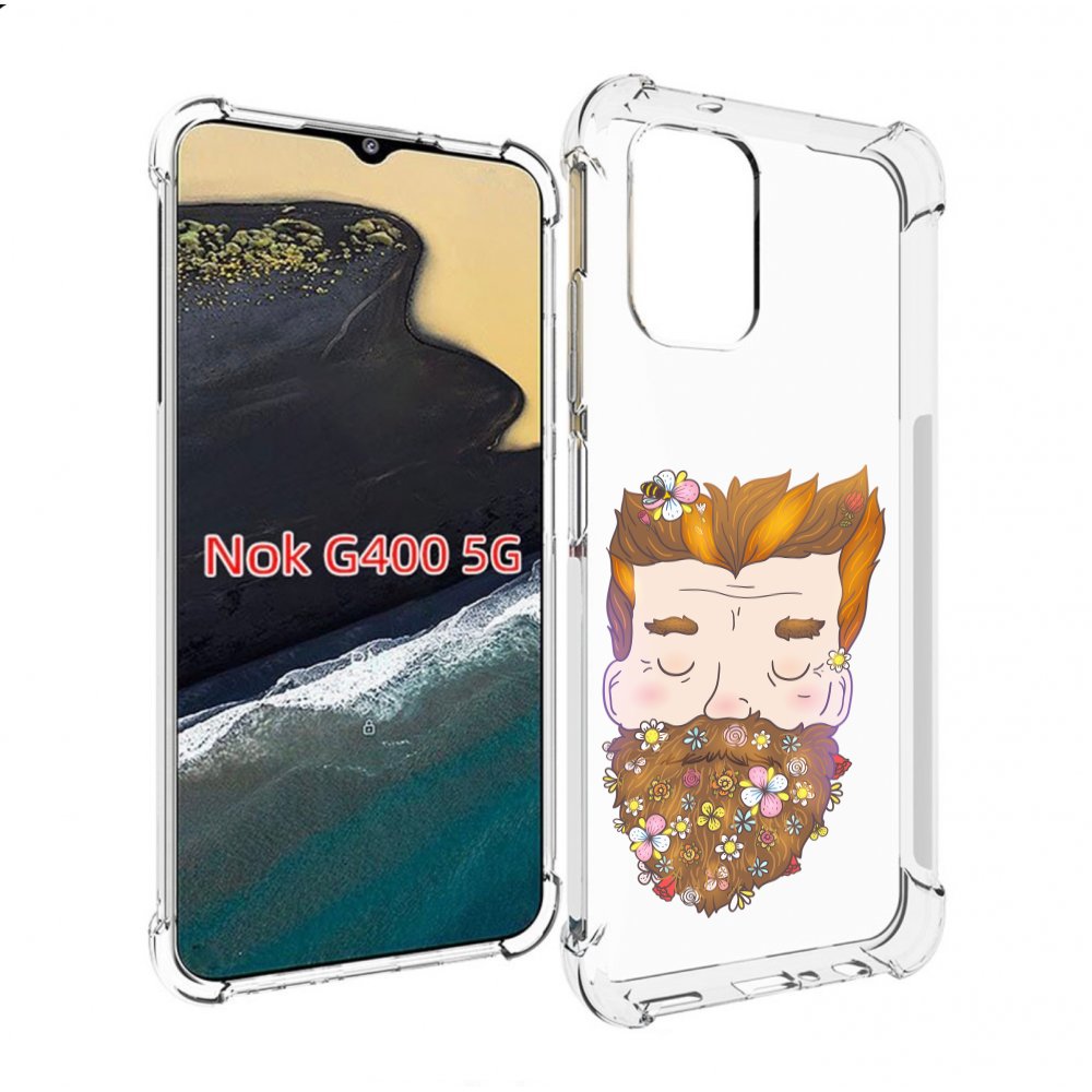 

Чехол MyPads мужчина с цветами в бороде для Nokia G400 5G, Прозрачный, Tocco