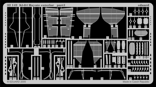 

Фототравление Eduard 32142 Ki-84 Hayate экстерьер 1/32, Однотонный