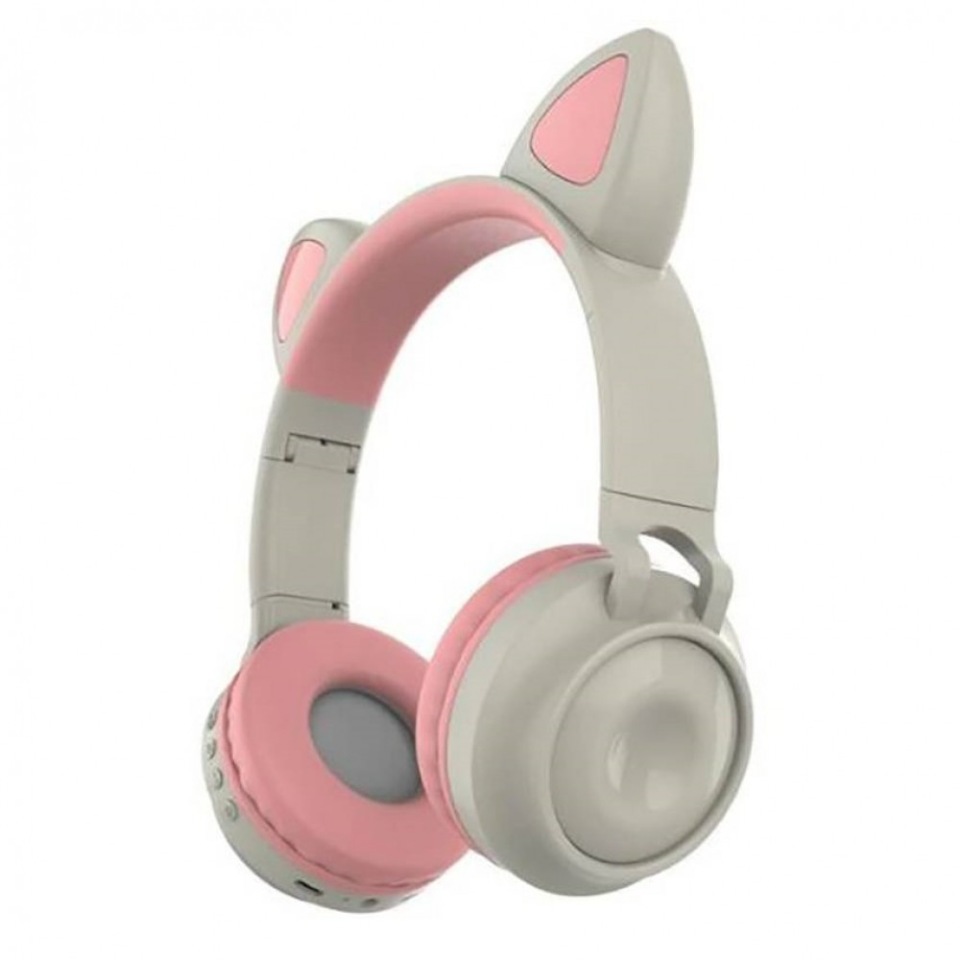 фото Беспроводные наушники cat ear zw-028 grey/pink