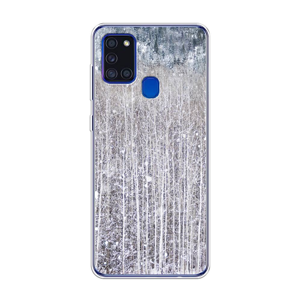 

Чехол на Samsung Galaxy A21s "Снежный лес", Бежевый;серый;белый, 2100250-5