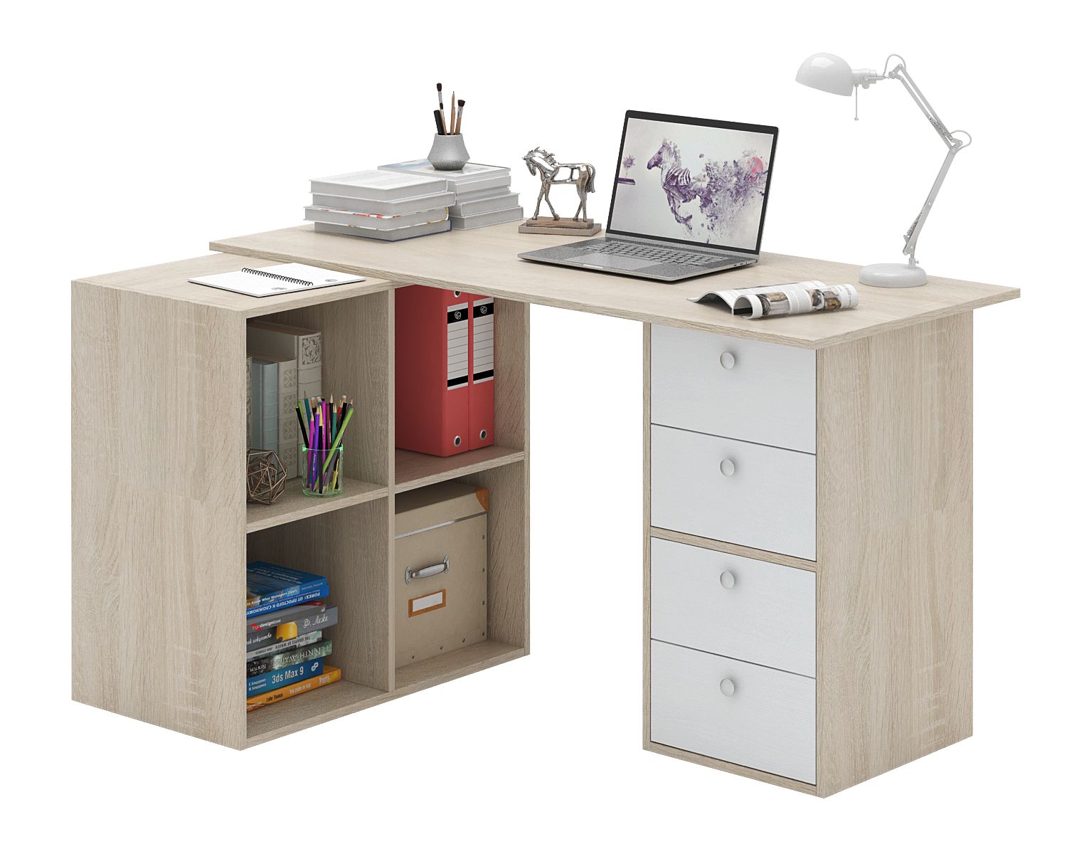 

Угловой стол МФ Мастер Прайм-78 139.6х72.6х74 см, дуб сонома / белый, прайм-78