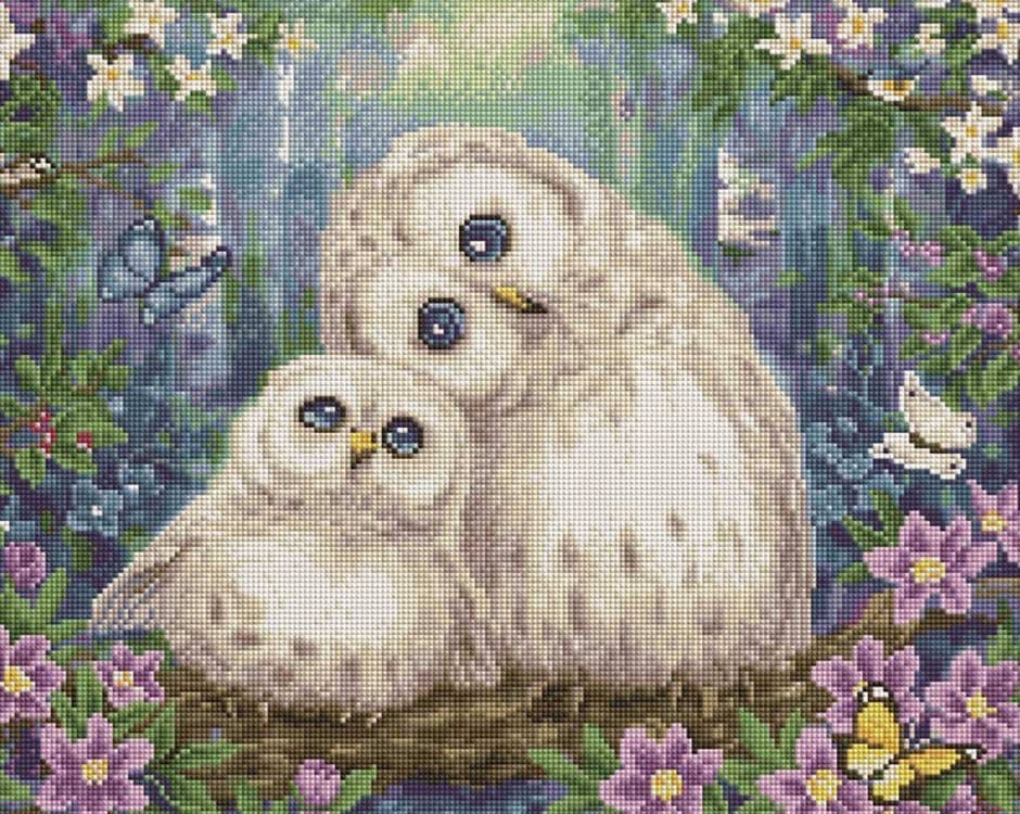 

Алмазная вышивка Painting Diamond «Сова и совенок среди бабочек»