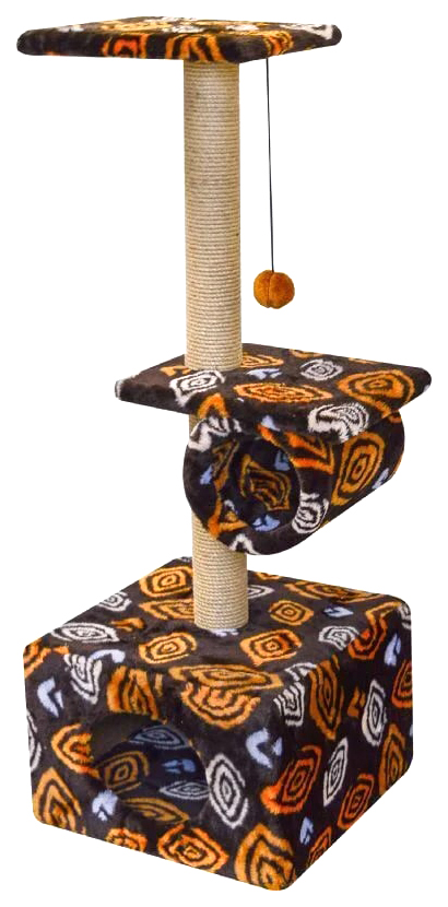 фото Комплекс zooexpress fantasy куб две полки с трубой, коричневый, для кошек 40х40х110 см