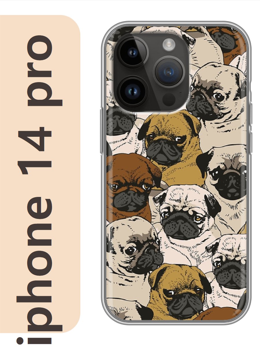 

Чехол на Apple Iphone 14 pro мопсы фон 119, Прозрачный, Iphp14dogs