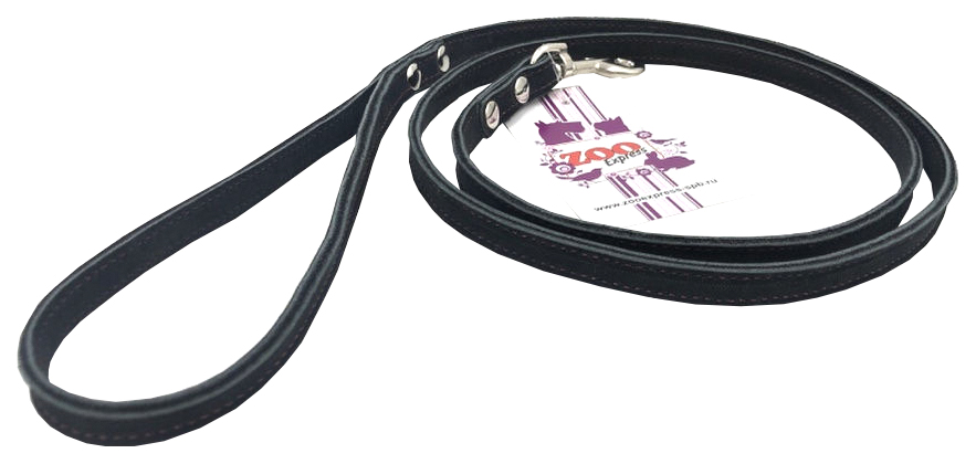 фото Поводок zooexpress color line двухслойный из нубука черный для собак 10 мм х1,2 м