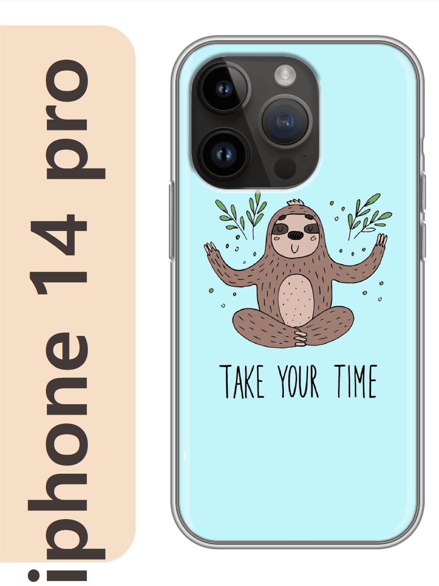 

Чехол на Apple Iphone 14 pro ленивец 104, Прозрачный, Iphp14zhiv