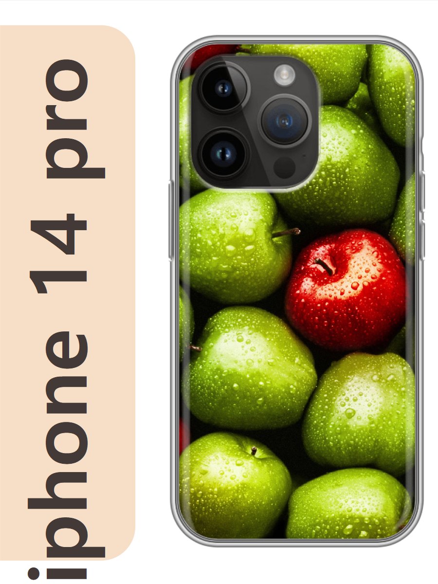 

Чехол на Apple Iphone 14 pro яблоки 071, Прозрачный, Iphp14sumr