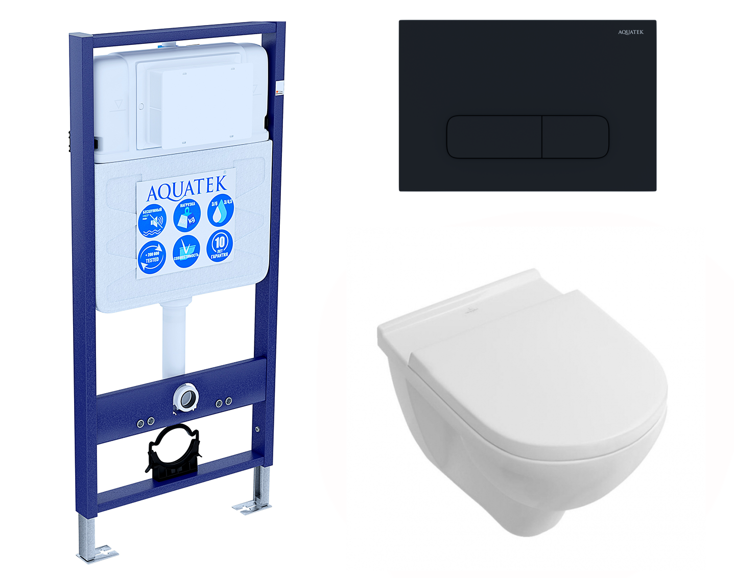

Комплект: инсталляция Акватек Standart + унитаз O Novo Directflush с кнопкой черной 549641