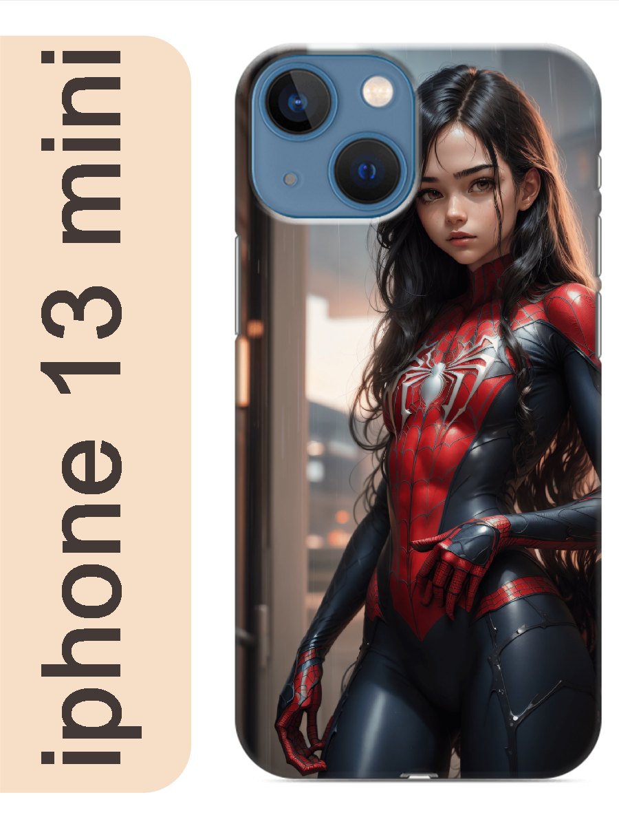 

Чехол на Apple Iphone 13 mini девушка человек-паук 975, Прозрачный, Iphm13anim