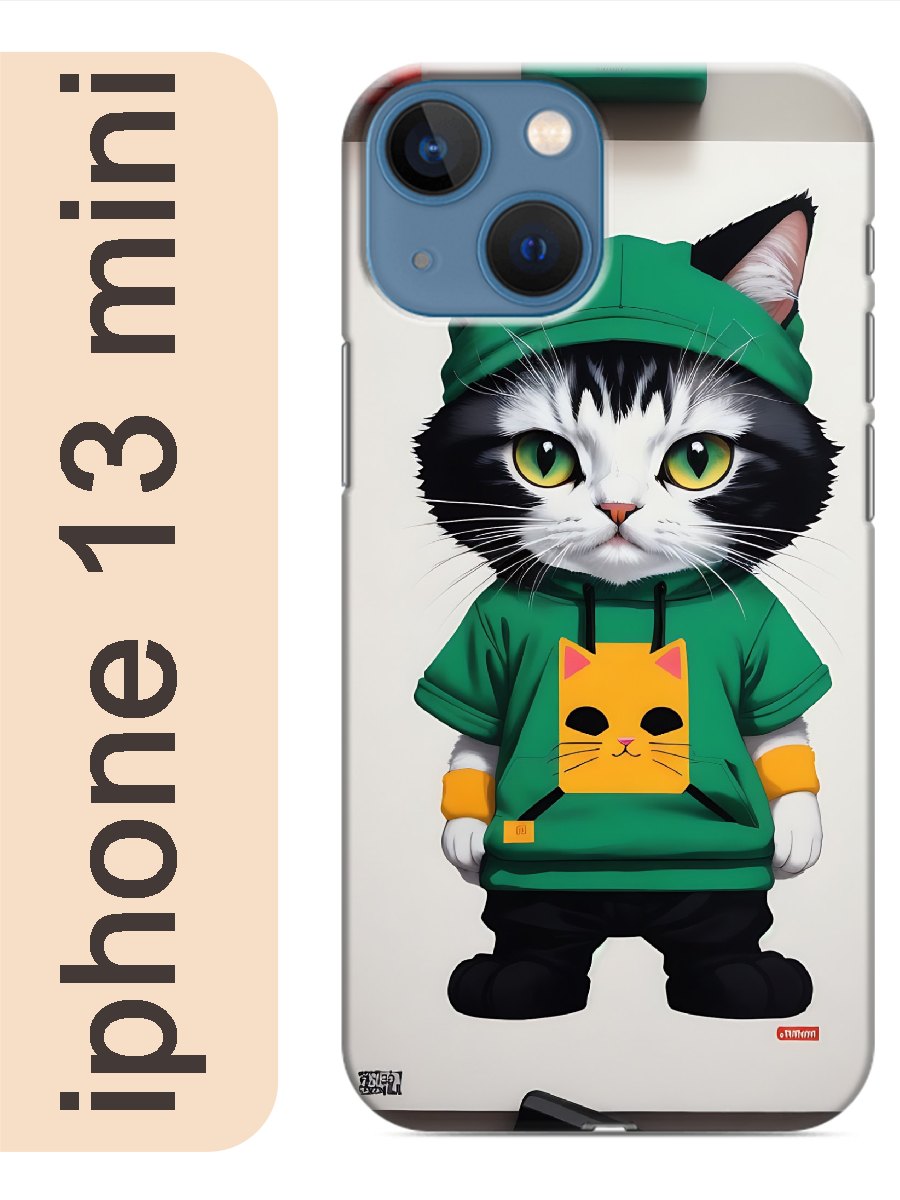 

Чехол на Apple Iphone 13 mini кот в худи 962, Прозрачный, Iphm13cats