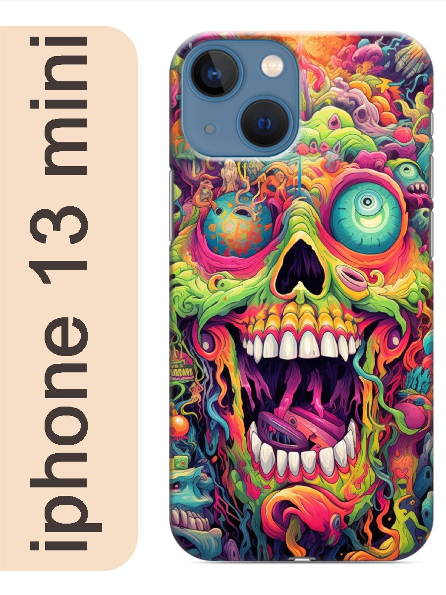 

Чехол на Apple Iphone 13 mini череп цветной 950, Прозрачный, Iphm13rzne