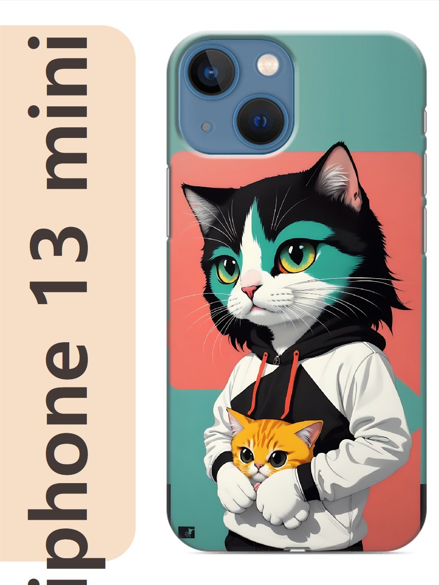 

Чехол на Apple Iphone 13 mini кот в кофте 918, Прозрачный, Iphm13cats