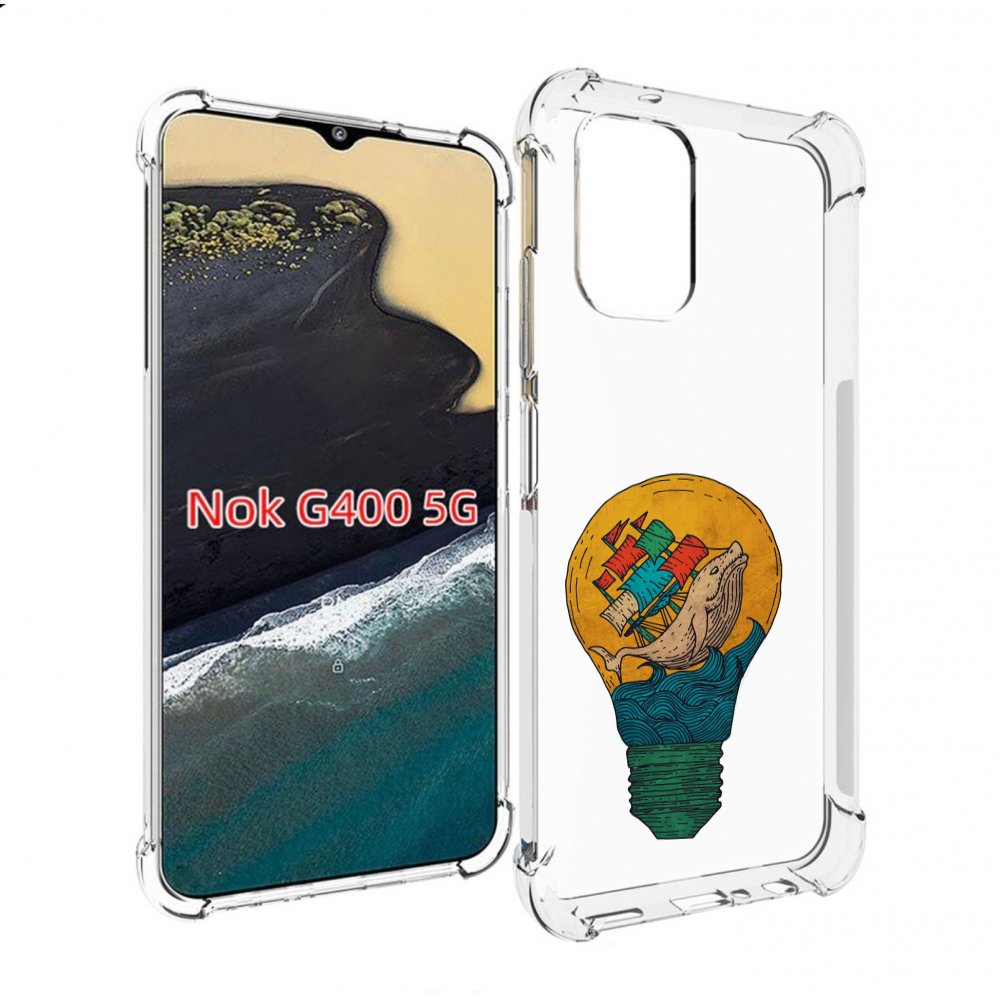 Чехол MyPads кит в лампочке с парусами для Nokia G400 5G